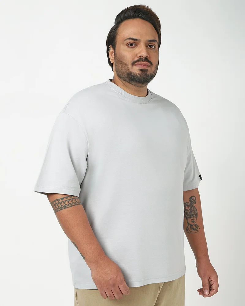 بيواكوف Men's Vapour Blue Oversized Plus Size T-shirt